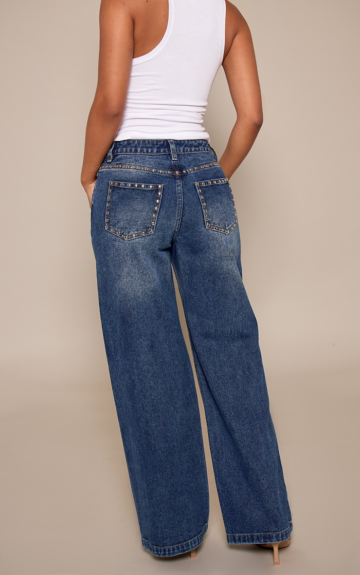 Petite Jean large bleu moyen à clous image 3