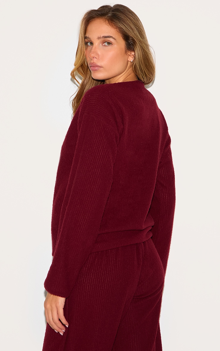 Burgundy Soft Rib Slouchy Long Top image 2