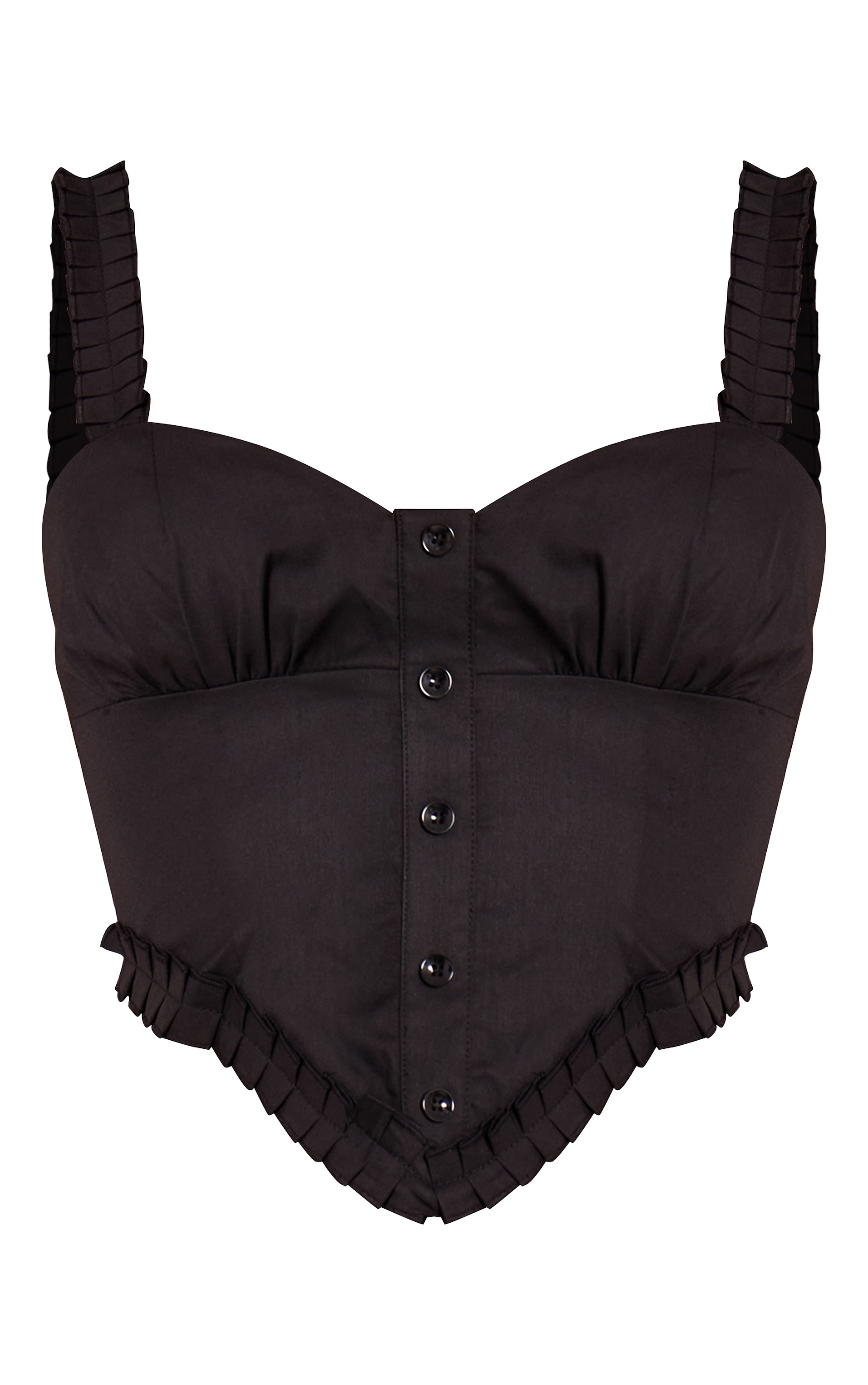 Black Woven Button Down Corset Top image 5