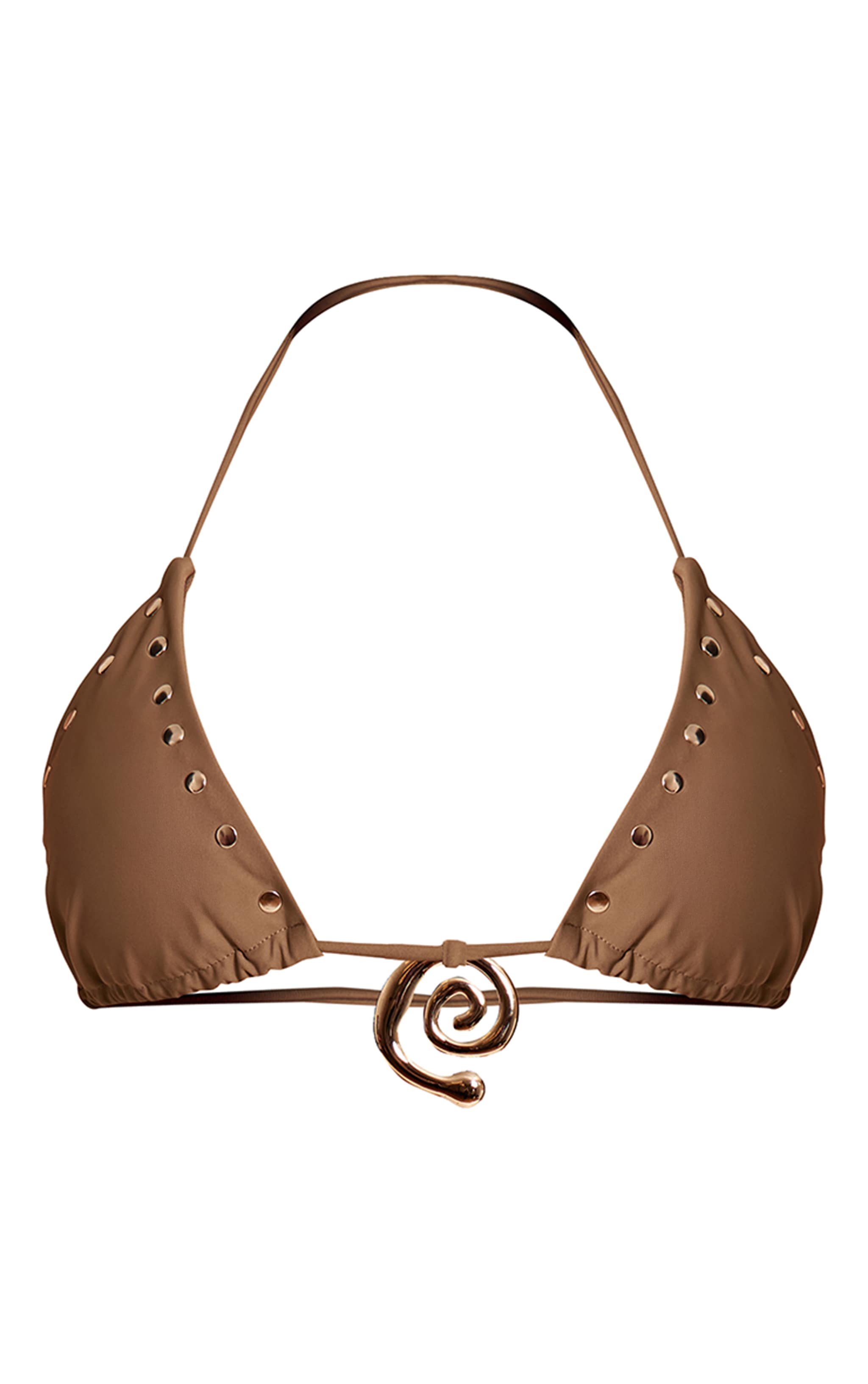Mushroom Studded Trim Detail Micro Triangle Bikini Top image 5