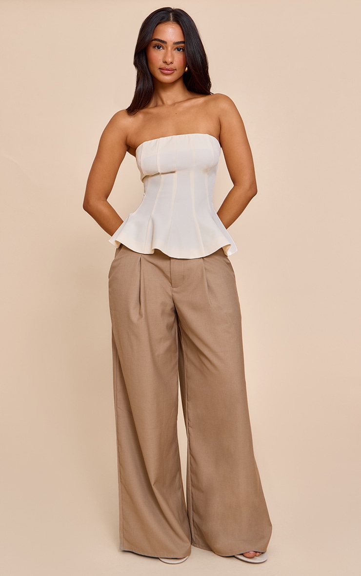 Petite Cream Frill Edge Bandeau Top image 3