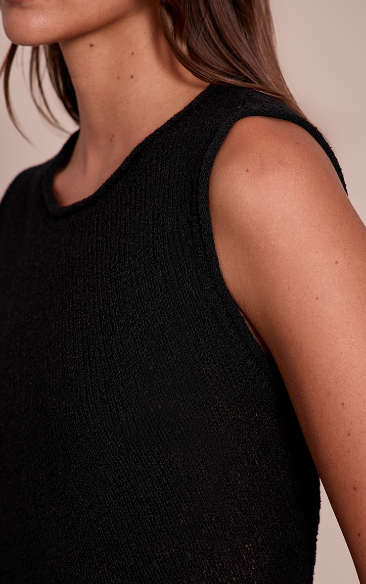 Black Asymmetric Bobble Knit Top image 4