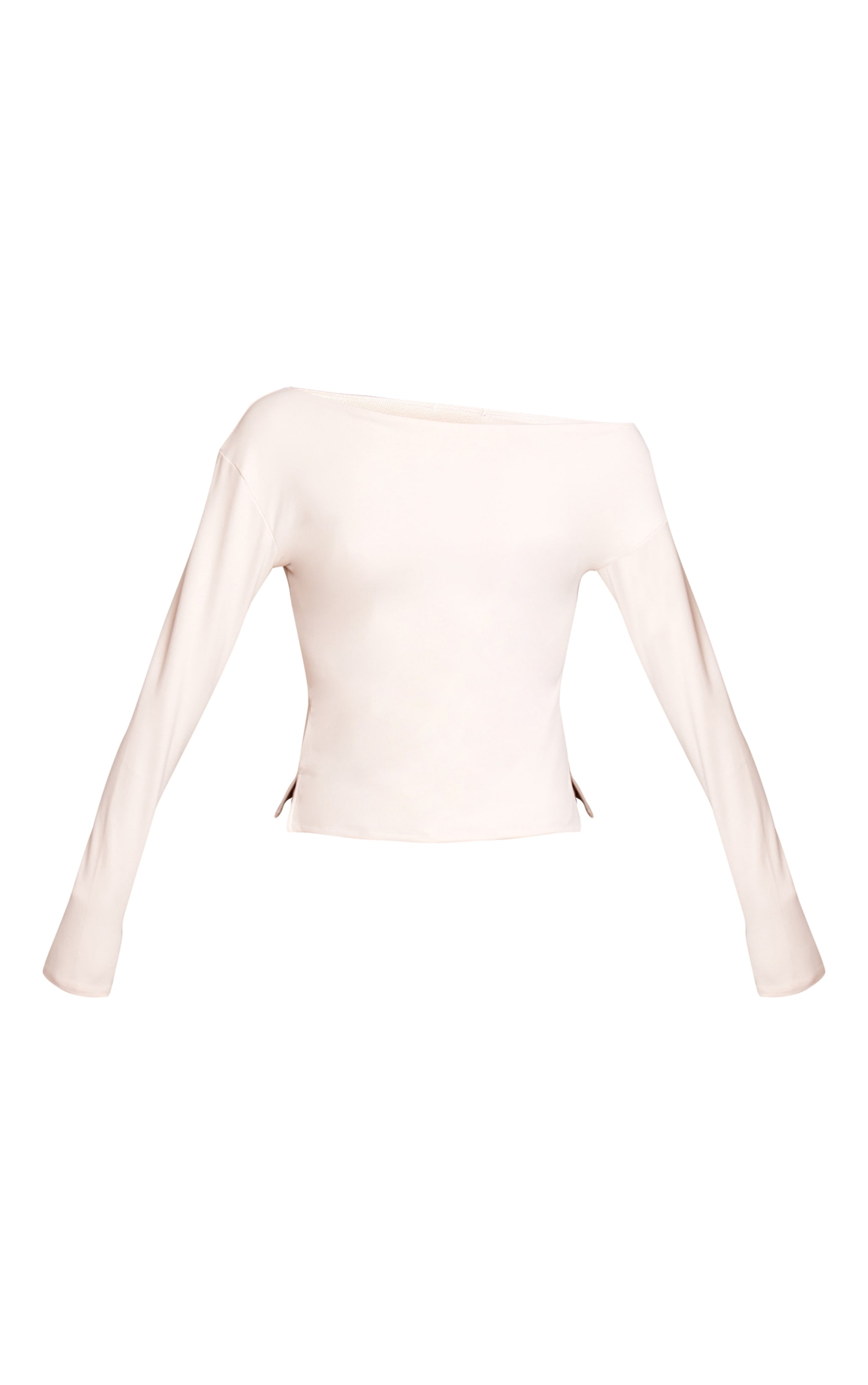 Cream Ultra Soft Asymmetric Long Sleeve Top image 5