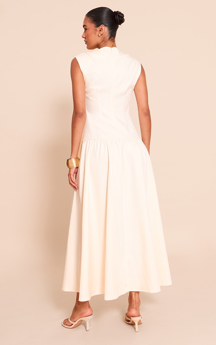 Cream Woven Boat Neck Dropped Waist Maxi Dress image 2