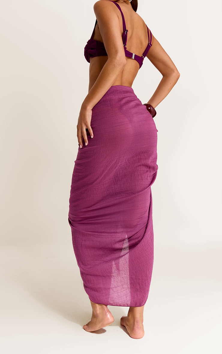 Purple Linen Look Rectangle Sarong image 3