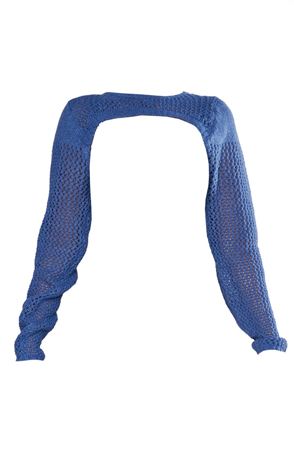 Charcoal Blue Open Knit Oversized Sleeves PrettyLittleThing USA