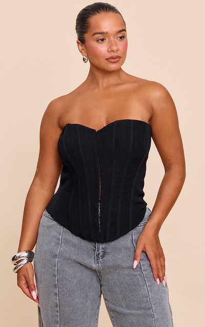 Shape Black Hook & Eye Front Boned Corset Top