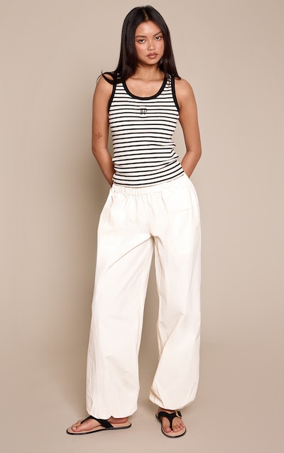 Cream Parachute Balloon Cargo Trousers