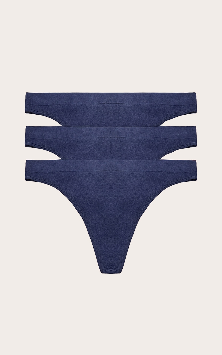 Lot de 3 strings bleu marine sans coutures image 1