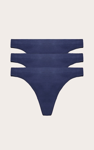 Lot de 3 strings bleu marine sans coutures