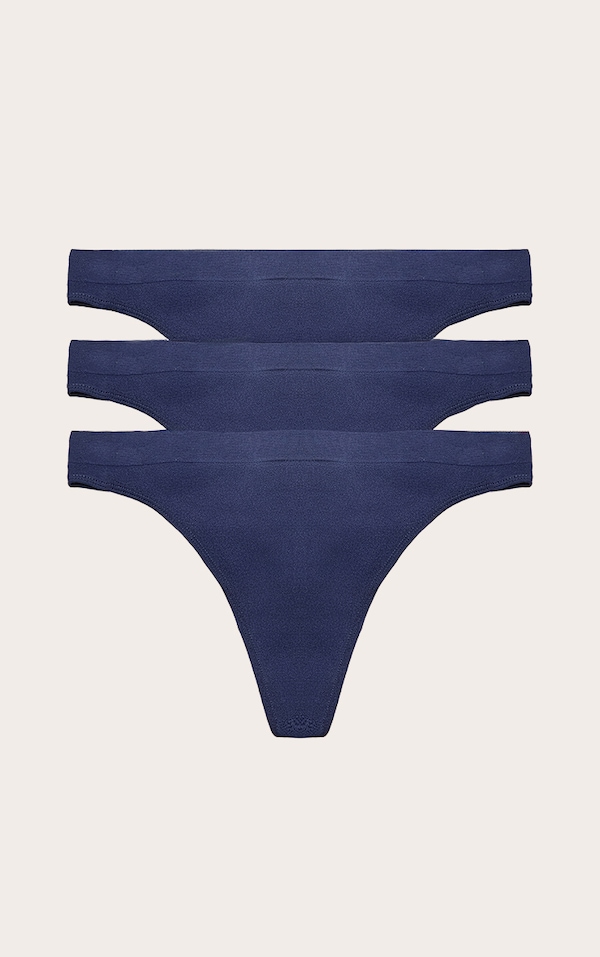 Lot de 3 strings bleu marine sans coutures