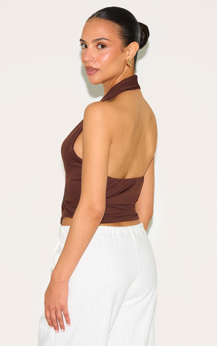 Petite Chocolate Halterneck Twist Detail Top image 2