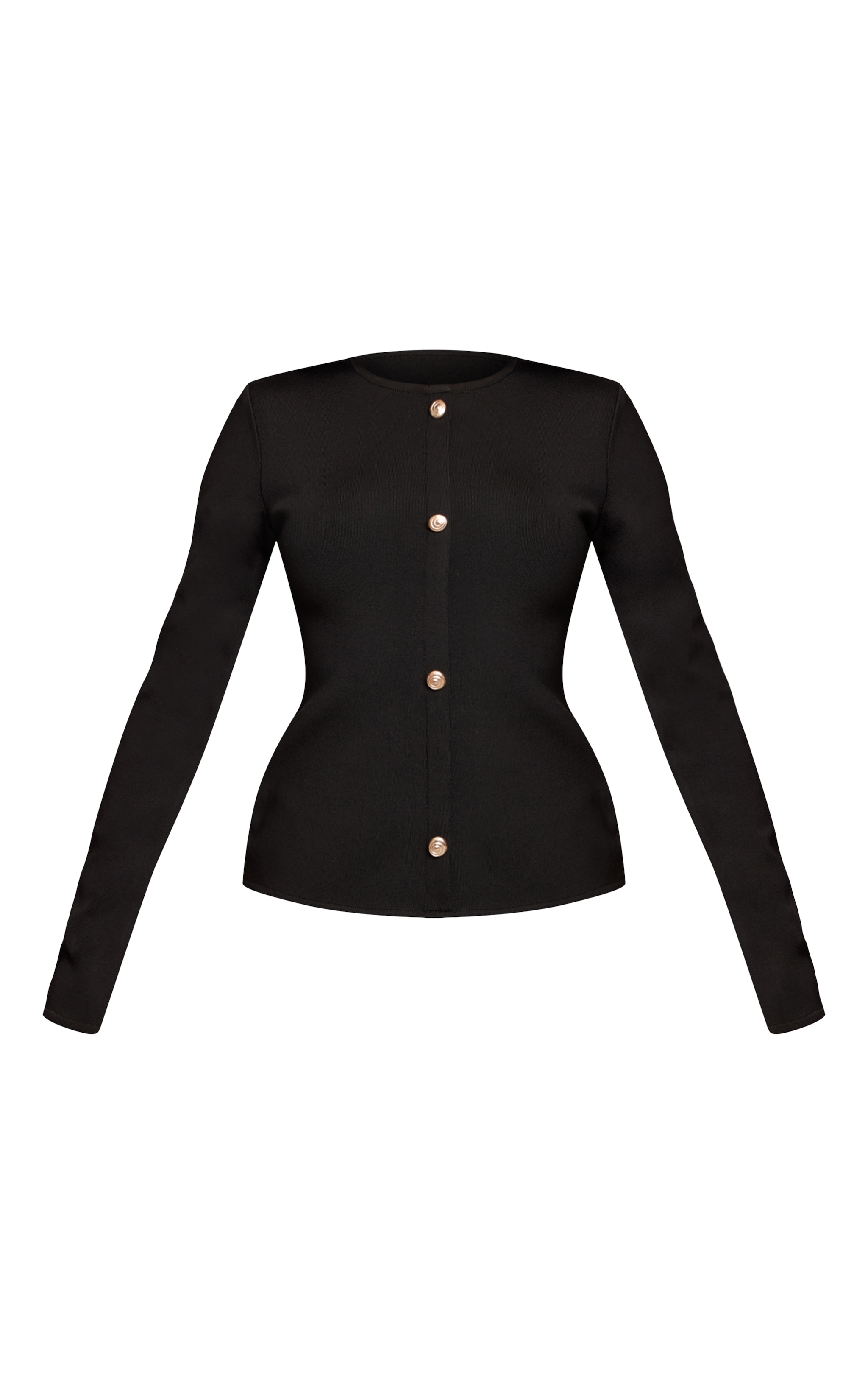 Black Tailored Bandage Gold Button Cardigan  image 5