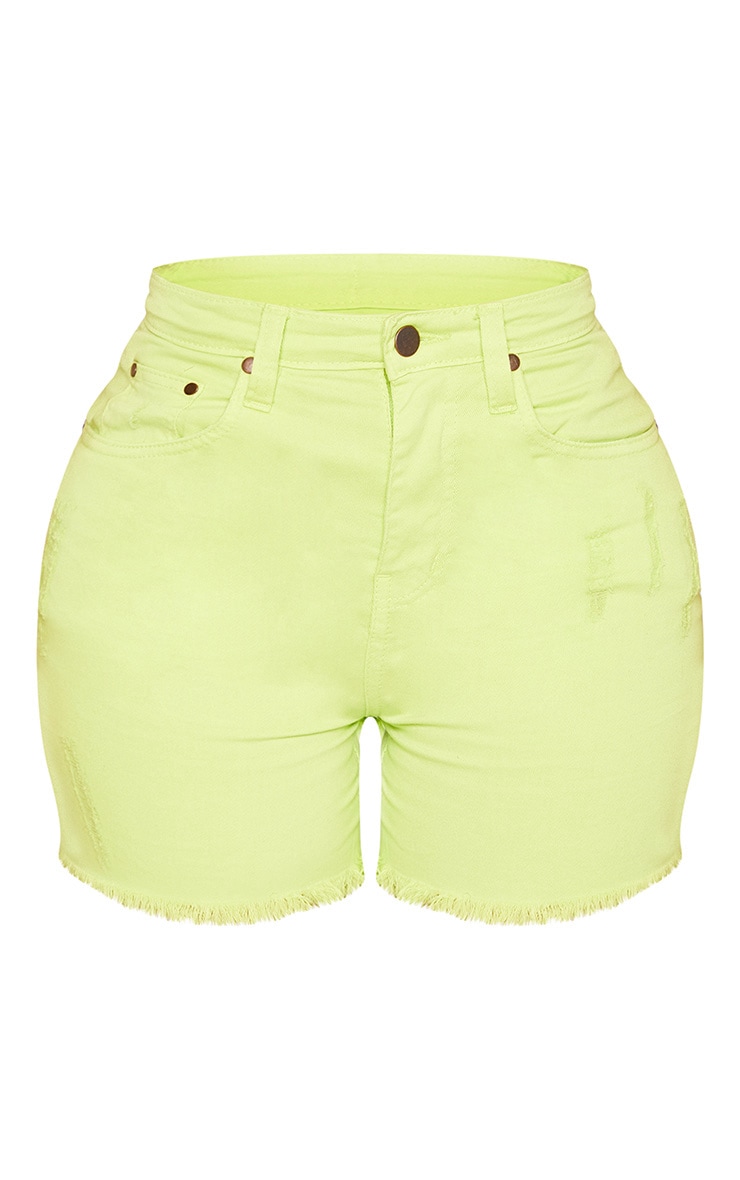 Shape Neon Lime High Waist Denim Short image 3