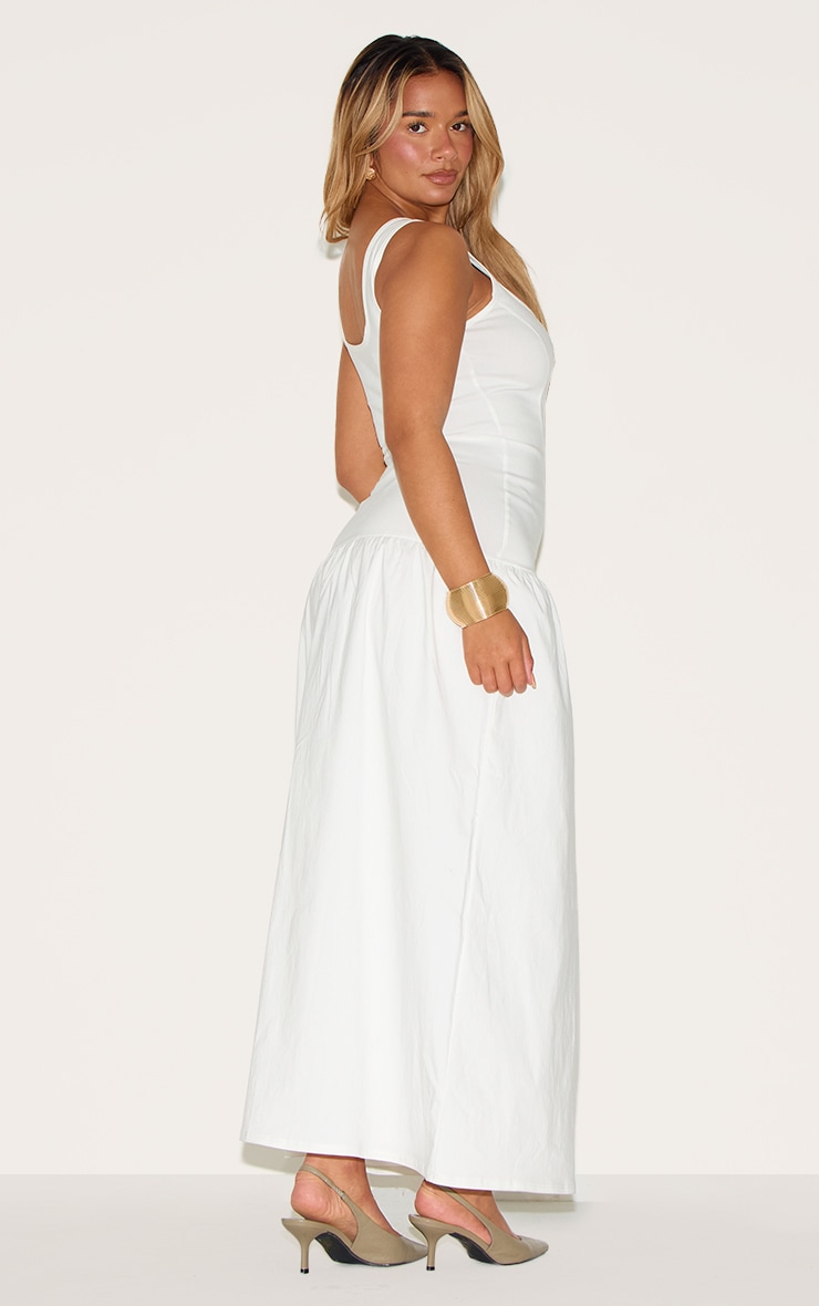 Shape Butter Cream Stretch Woven Square Neck Dropped Hem Maxi Shift Dress image 2