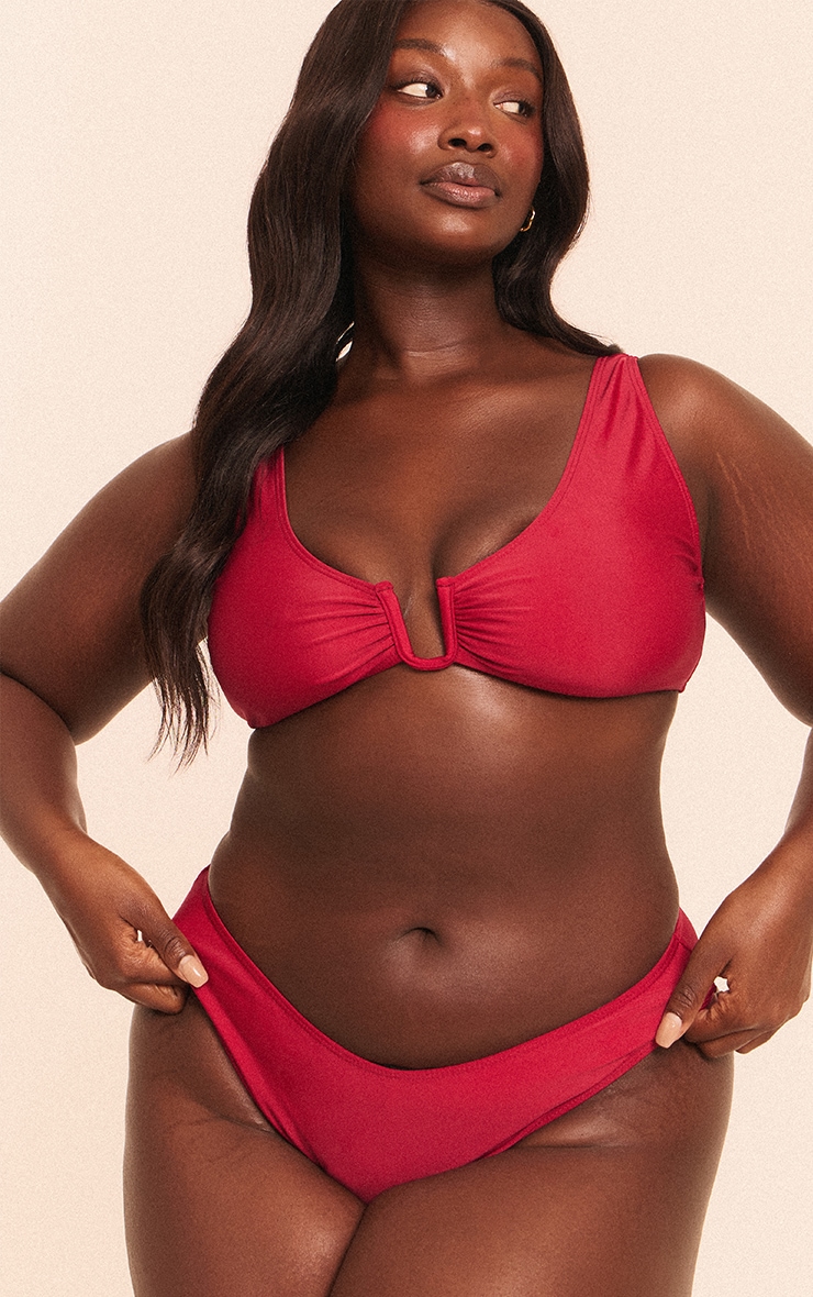 Plus Burgundy Tanga Bikini Bottoms image 4