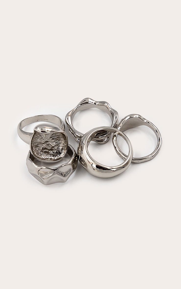 Silver Hammered Stacker Rings Multi Pack image 3