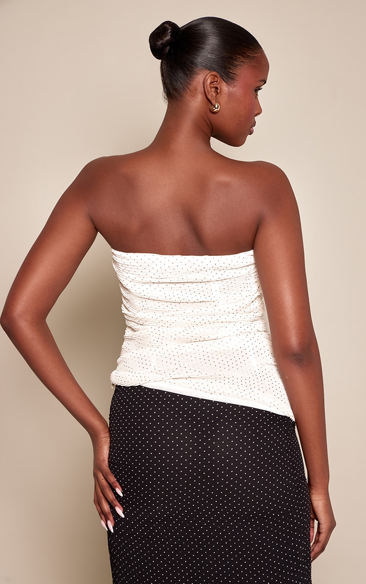 White Plisse Mini Polka Dot Bandeau Top image 2