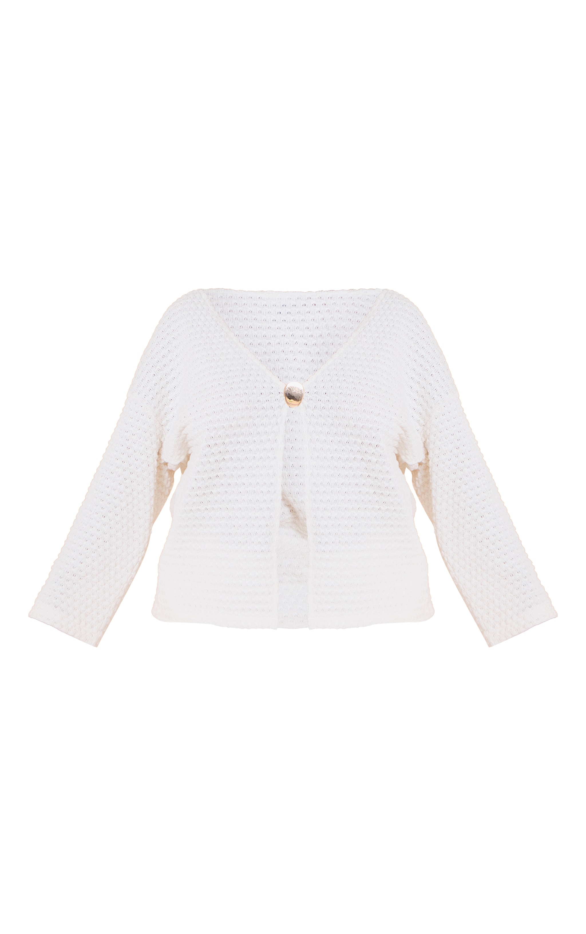 Plus Top texturé crème à manches longues et empiècement oversize image 5