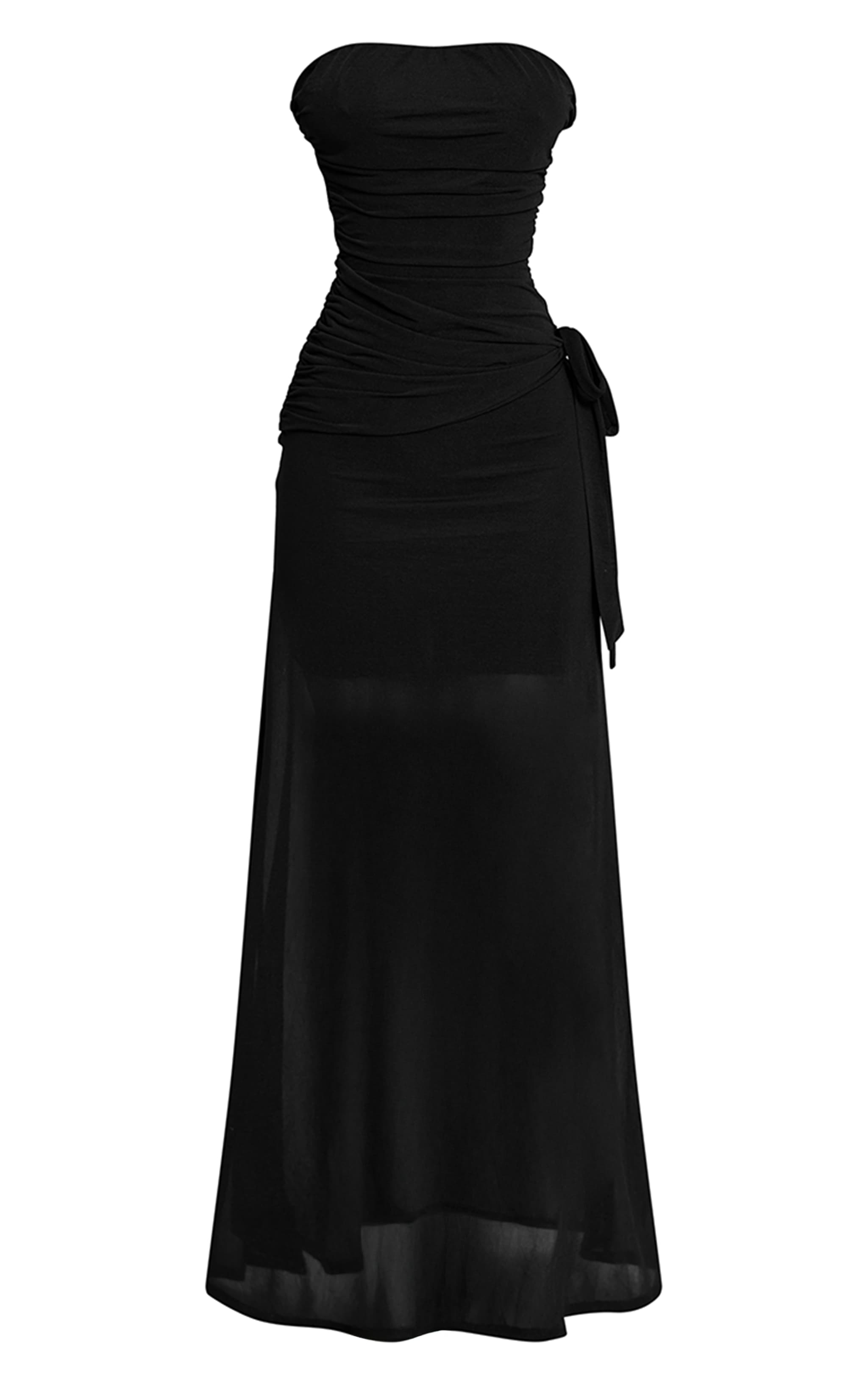 Petite Black Drape Detail Bandeau Maxi Dress image 5