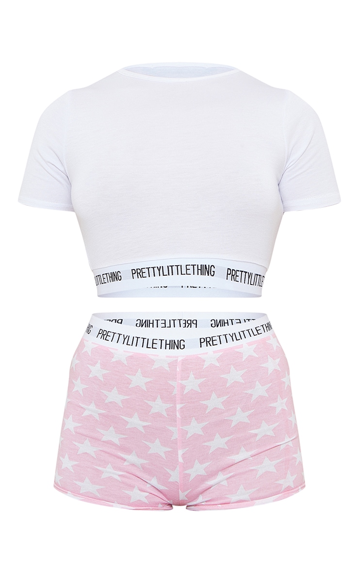 PRETTYLITTLETHING Pink Star Print Short PJ Set image 5