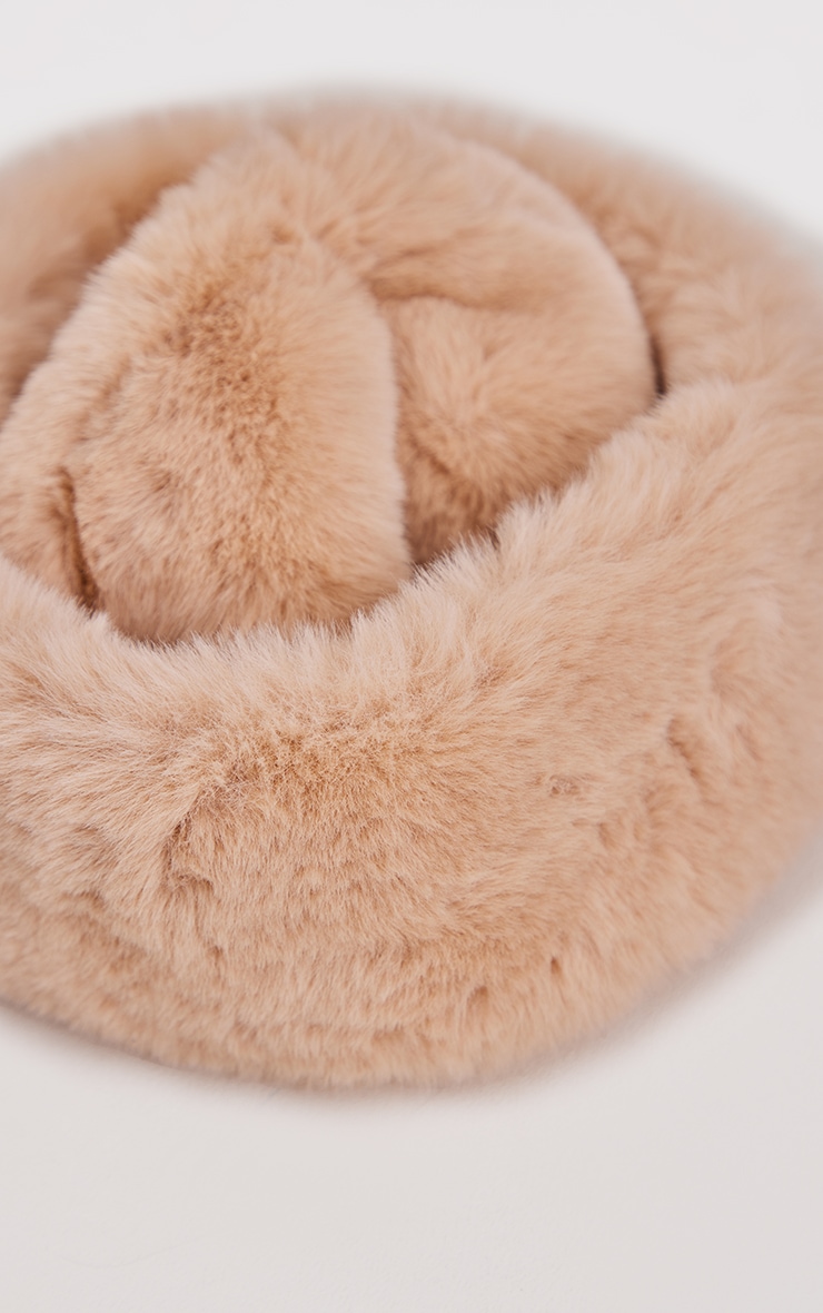 Beige Soft Faux Fur Beanie image 3