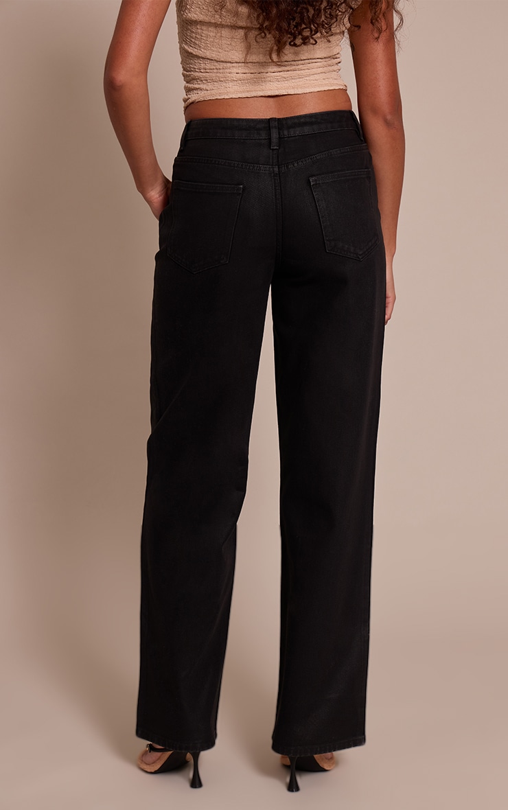 Tall Black Coated Effect Wide Leg Jean image 3