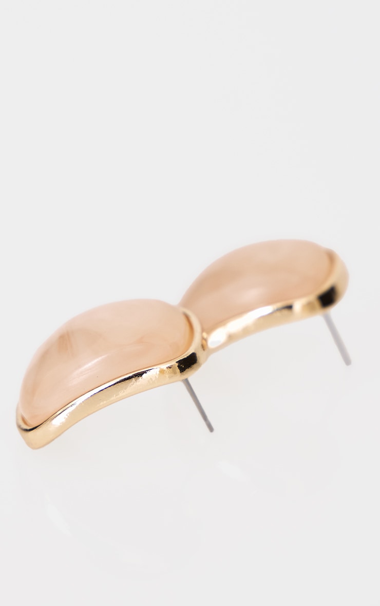 Cream Set Square Chunky Stud Earrings image 3