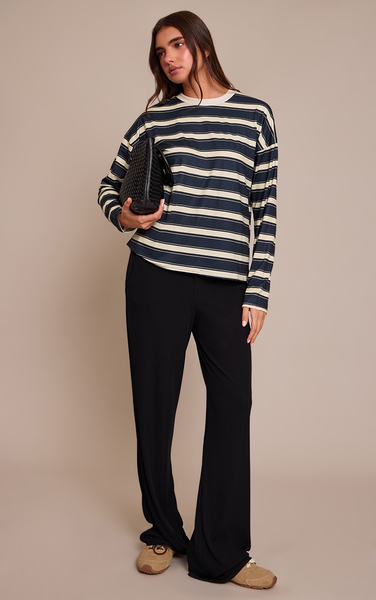 Navy Stripe Crew Neck Long Sleeve Top image 3