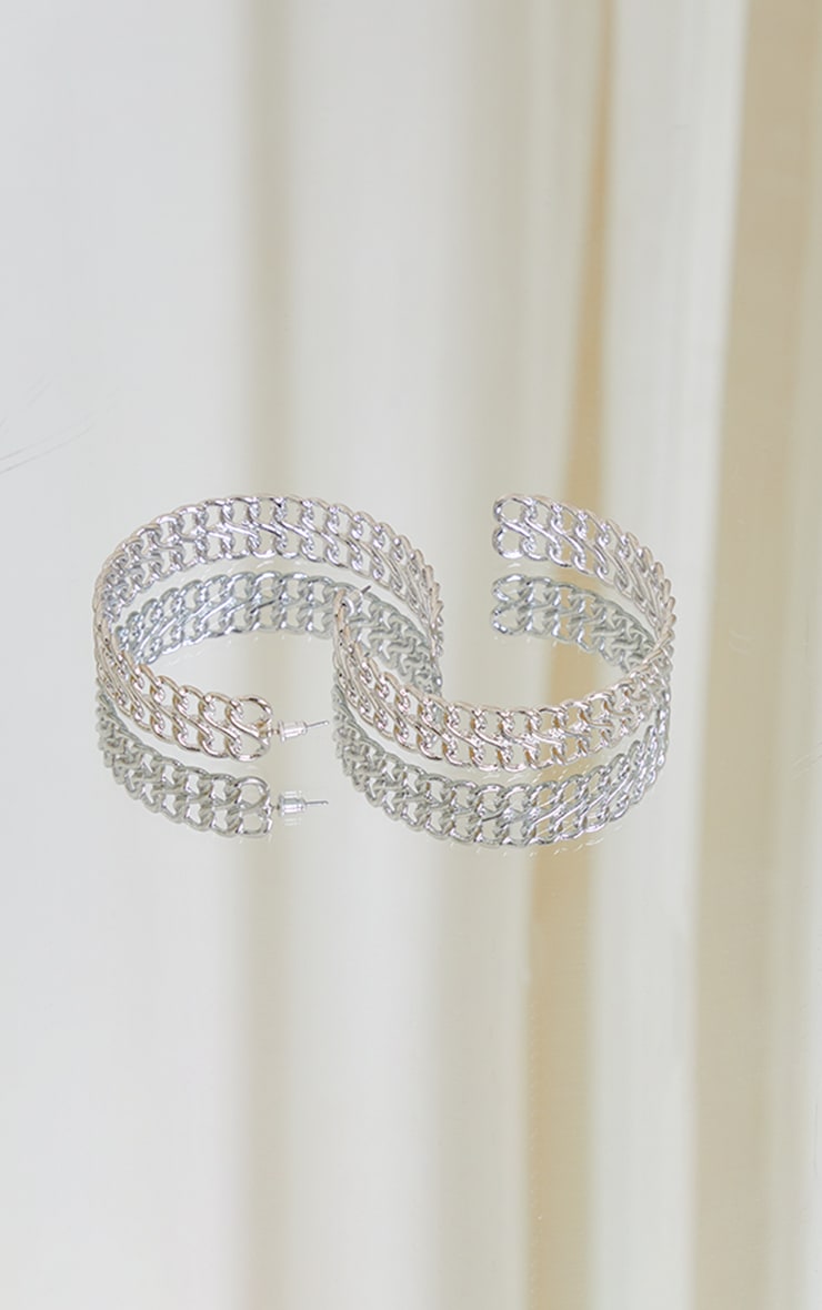 Silver Chunky Chain Hoop Earrings PrettyLittleThing AUS