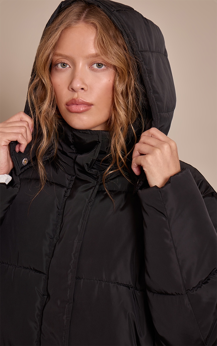 Black Longline Puffer Coat image 4