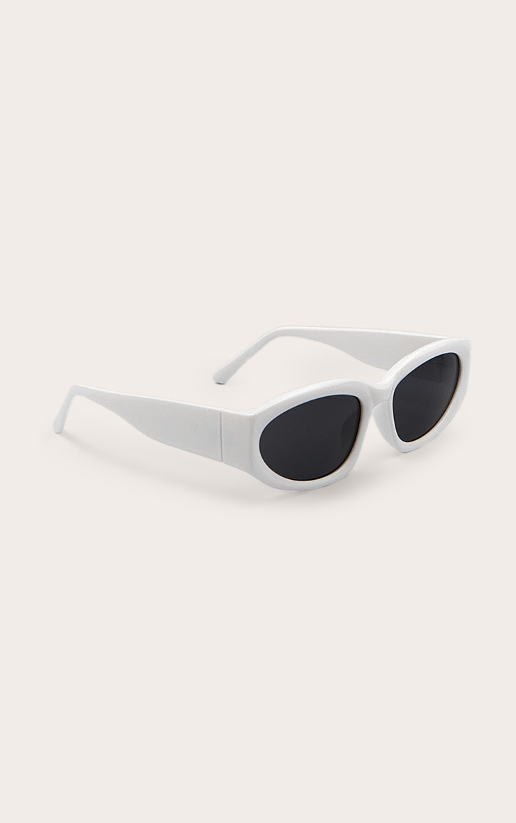 White Chunky Angled Sunglasses image 3