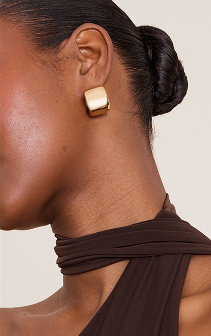 Gold Plated Smooth Hoop Earring image 1