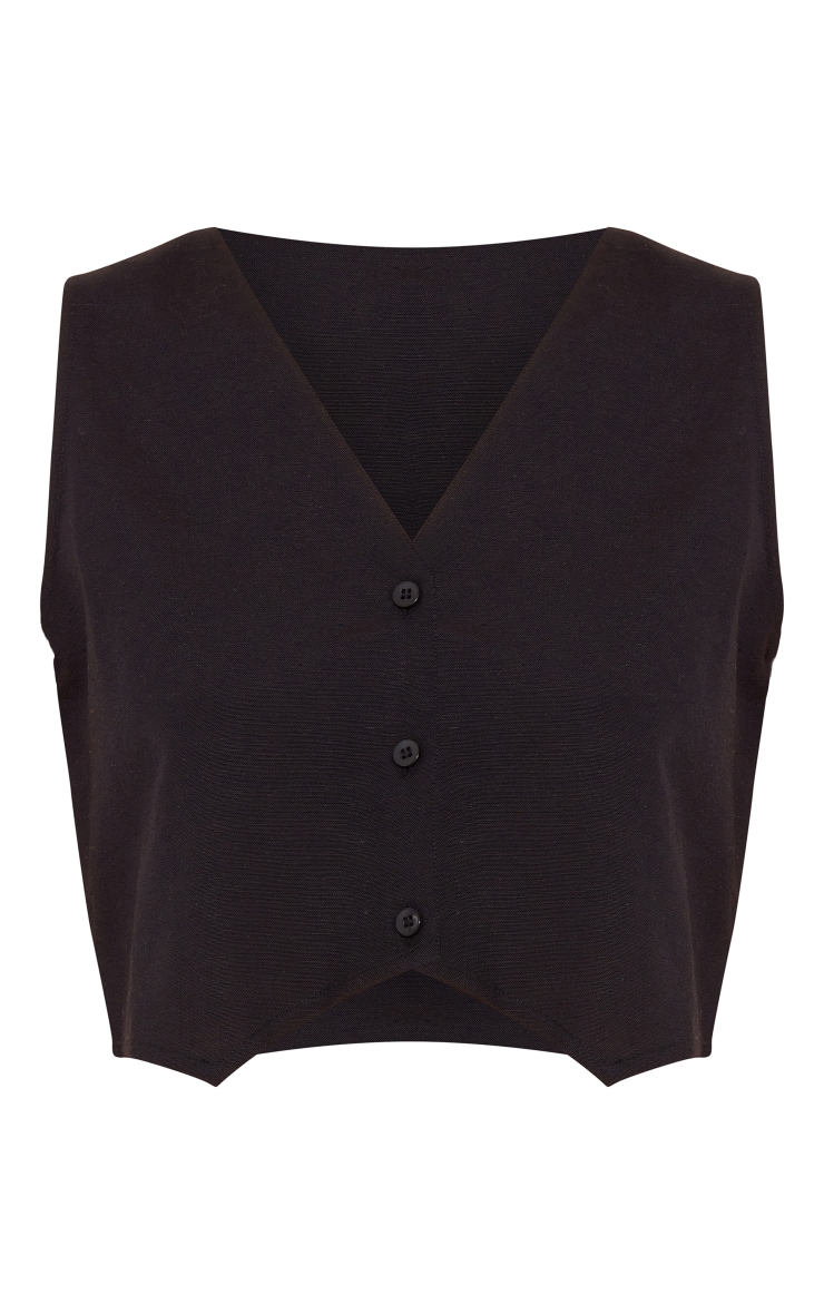 Tall Black Linen Look Vest image 5