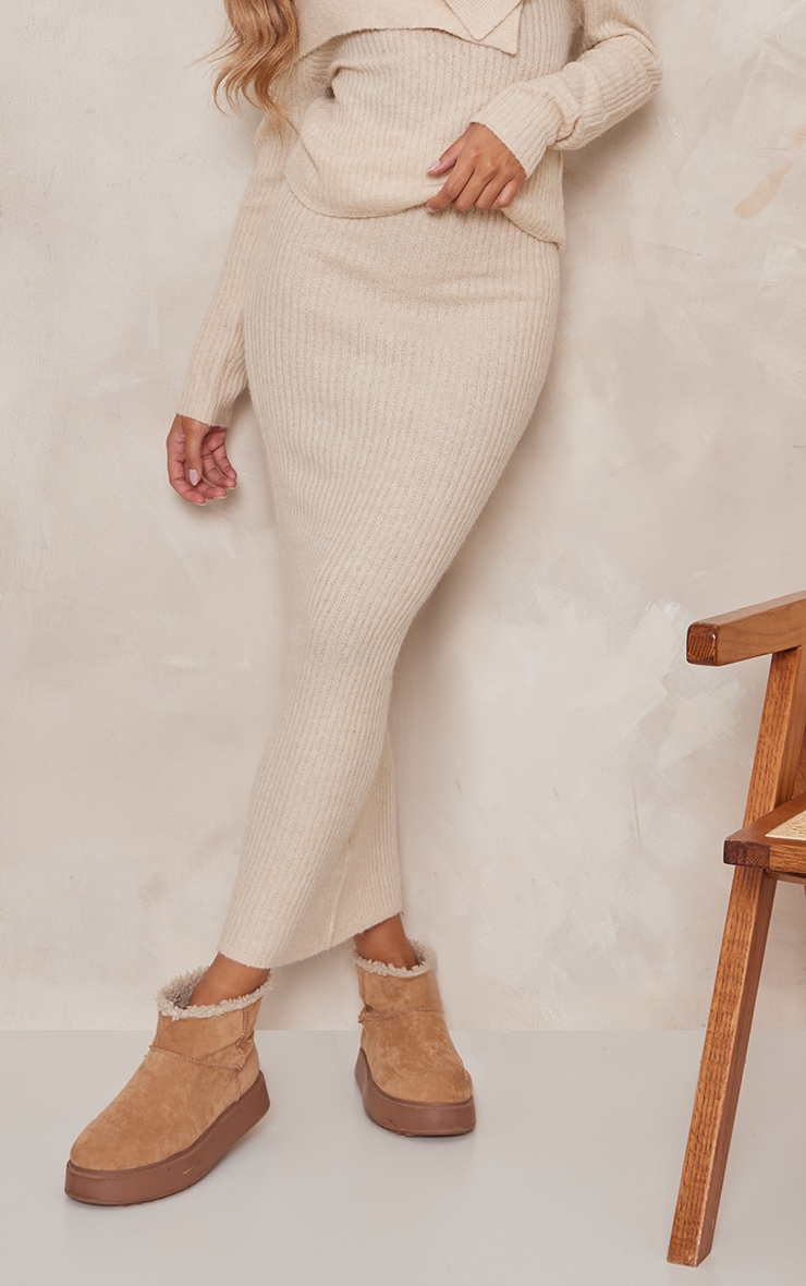Oatmeal and Black Knit Skirt main image 1