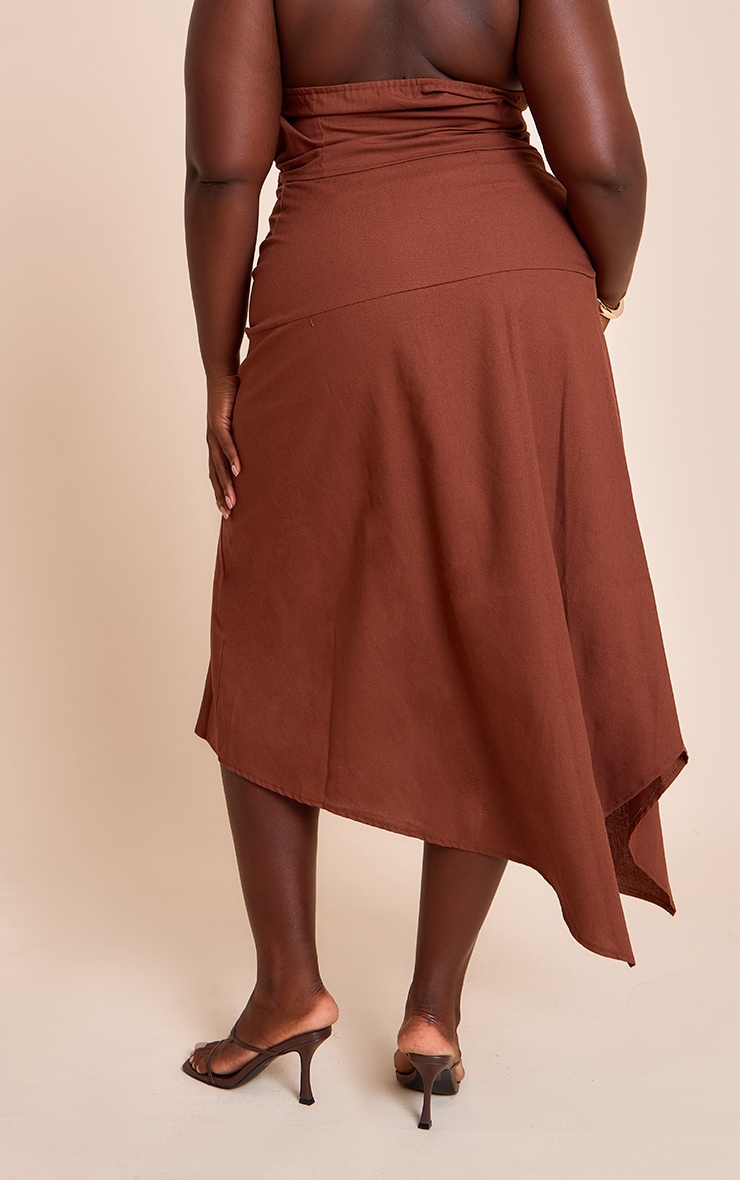 Plus Chestnut Woven Seam Detail Maxi Skirt image 3