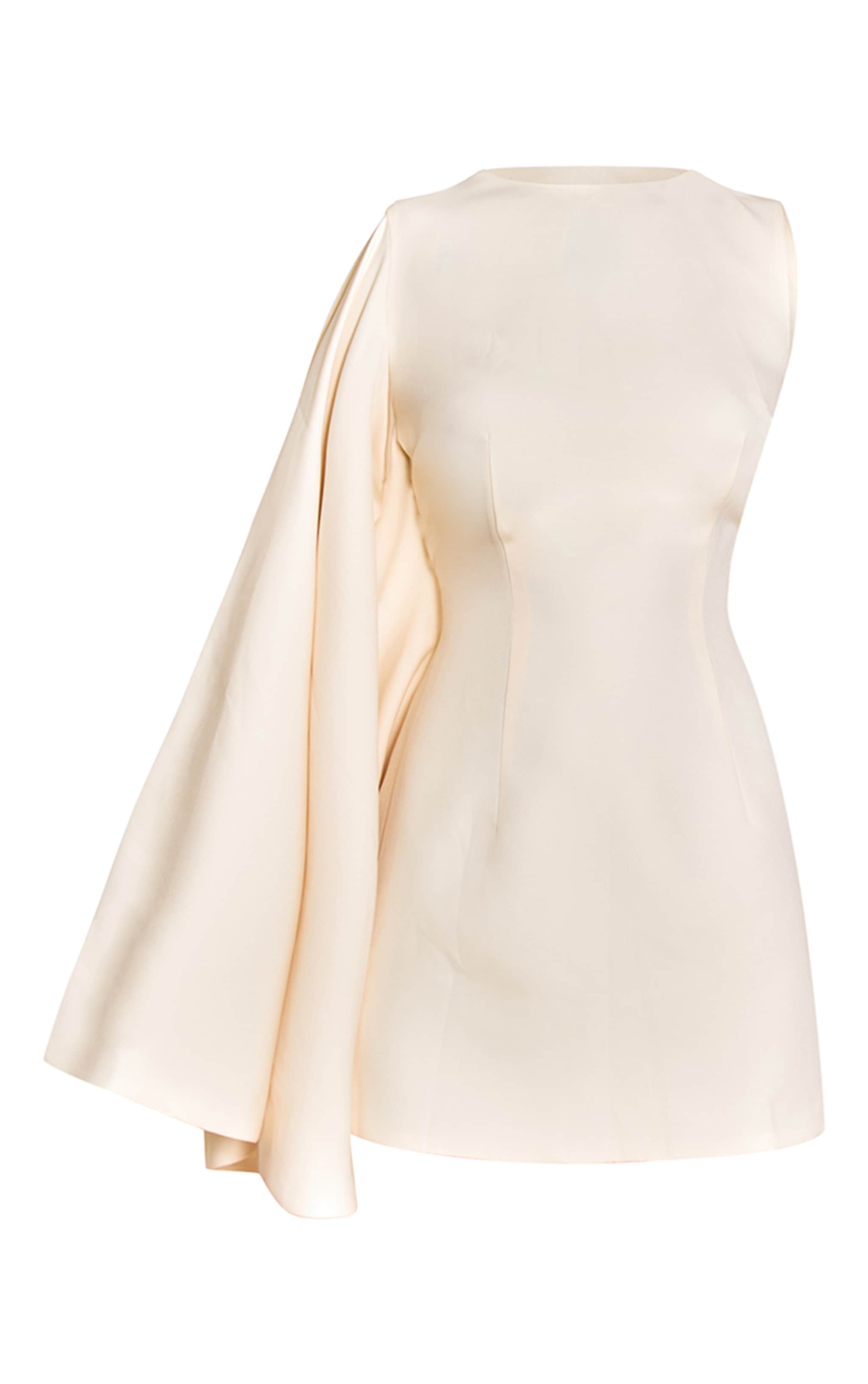 Cream Asymmetric Cape Mini Dress image 5