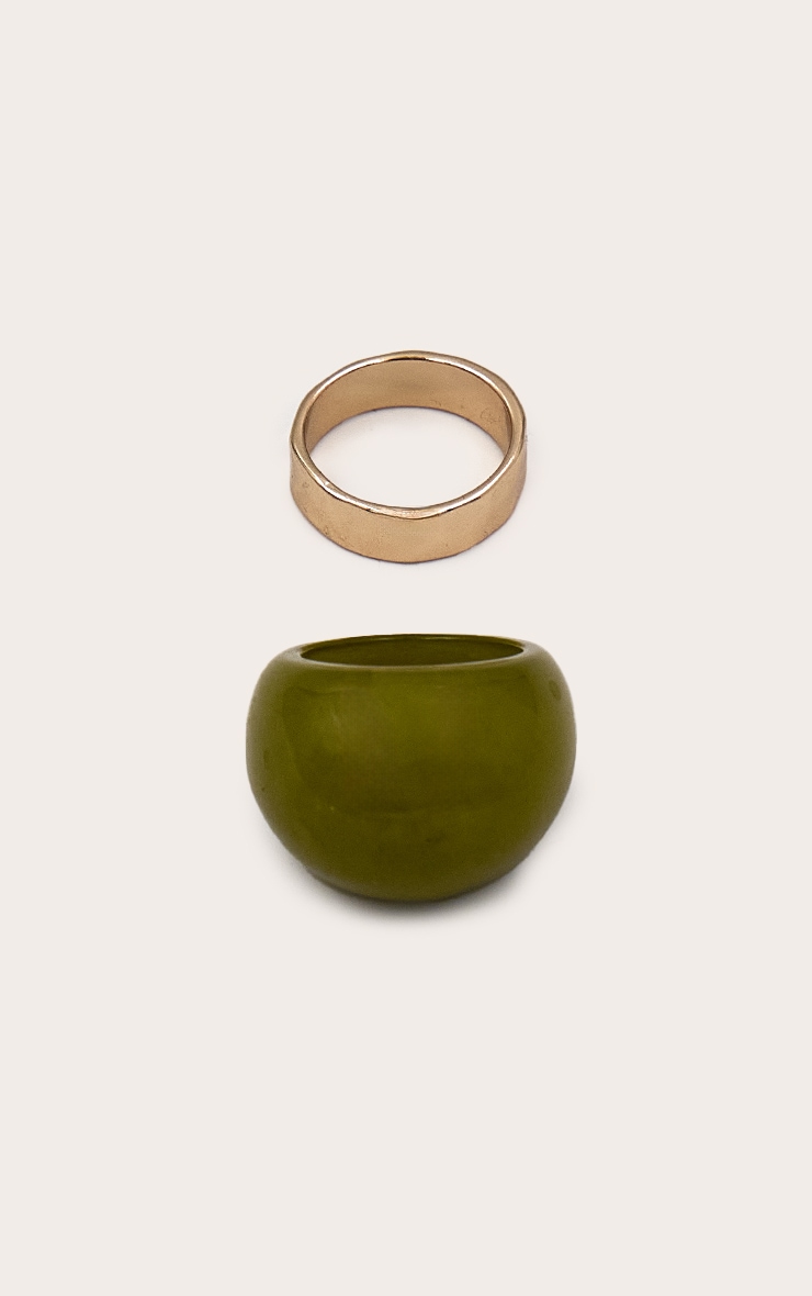 Gold and Green Resin Ring Multi Pack image 2