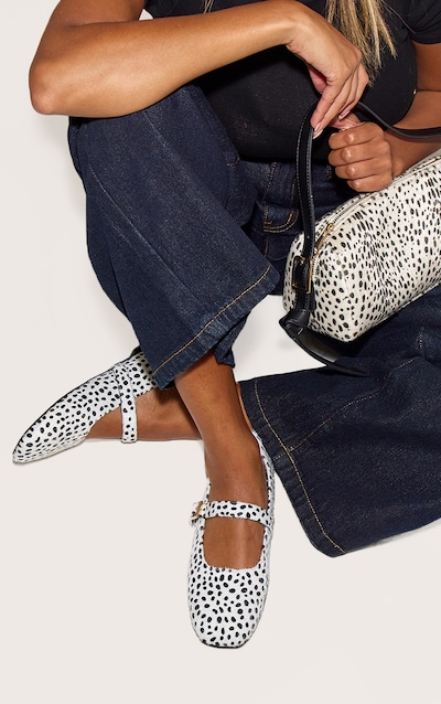 Multi Dalmatian Square Toe Buckle Ballet Flats