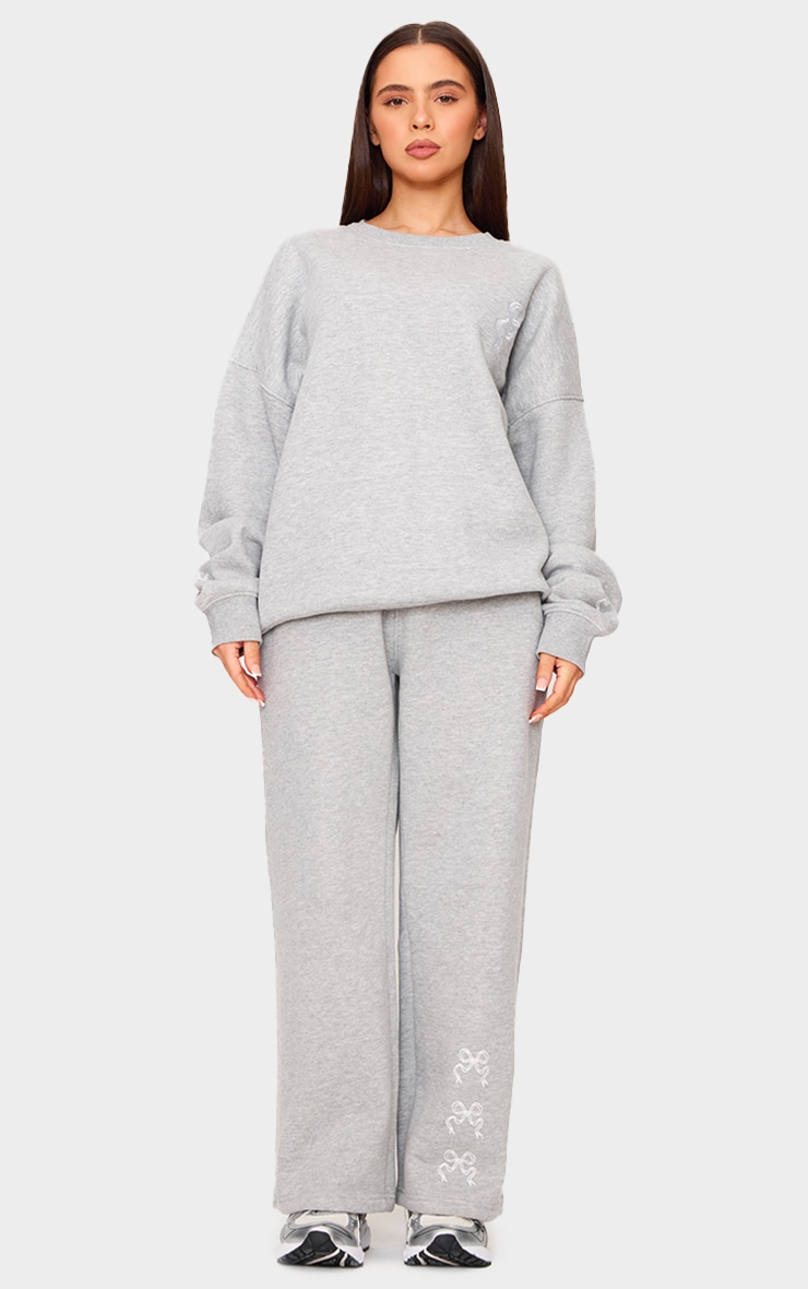 Petite Ash Grey Crew Neck Oversized Sweatshirt image 3