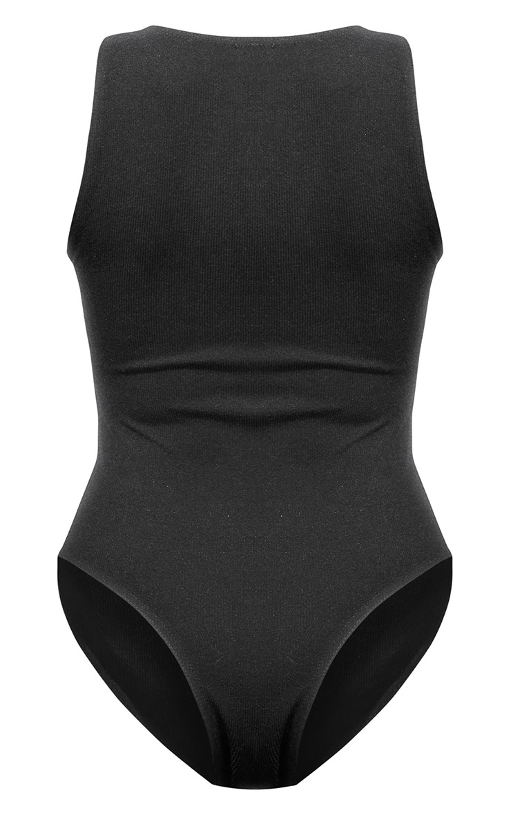 Black Rib Cut Out Bodysuit image 6