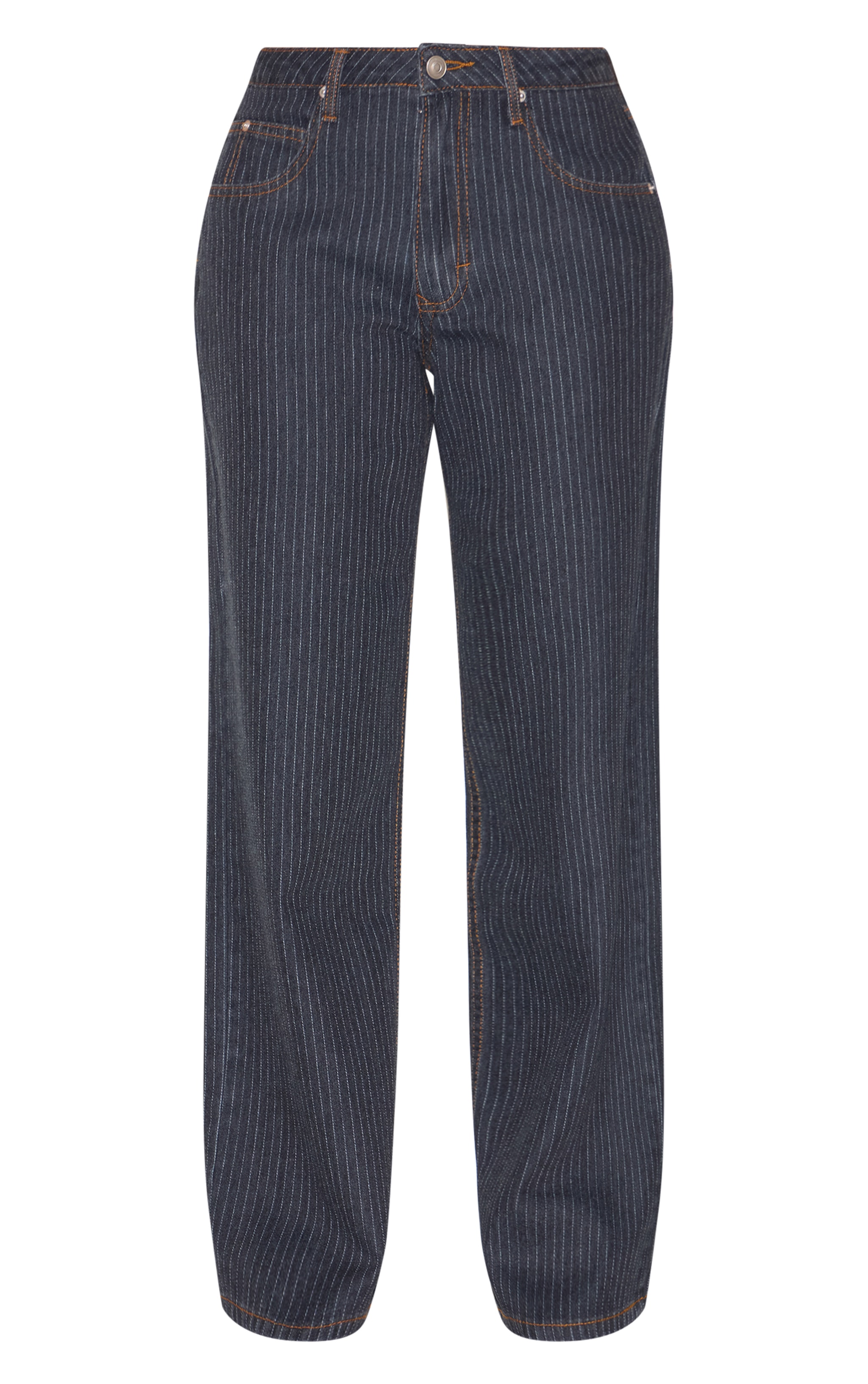 Navy Low Rise Baggy Pinstripe Jeans image 5