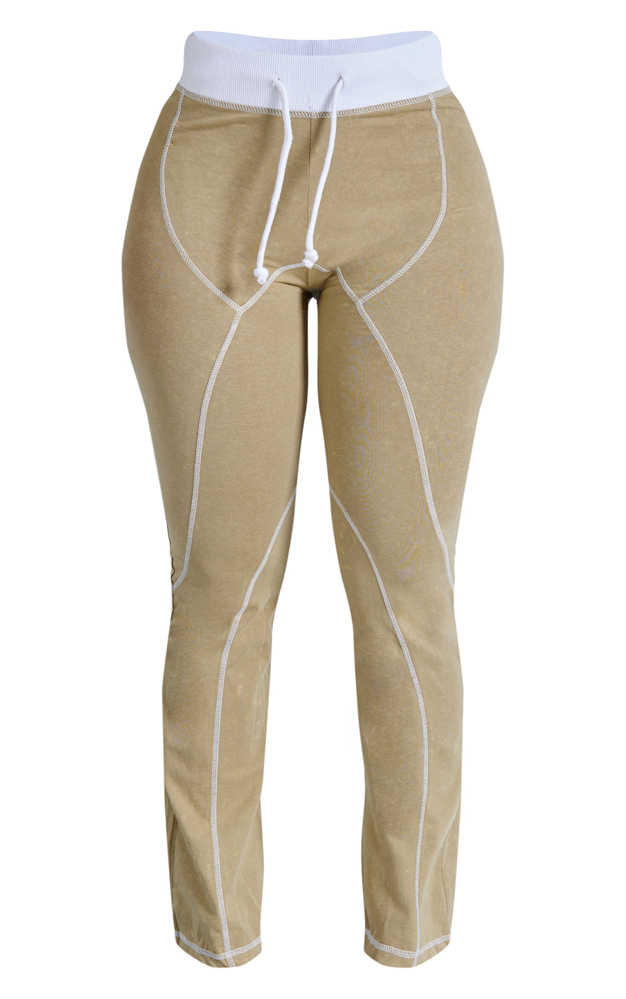 Shape Khaki Washed Cotton Seam Detail Flare Leggings image 5