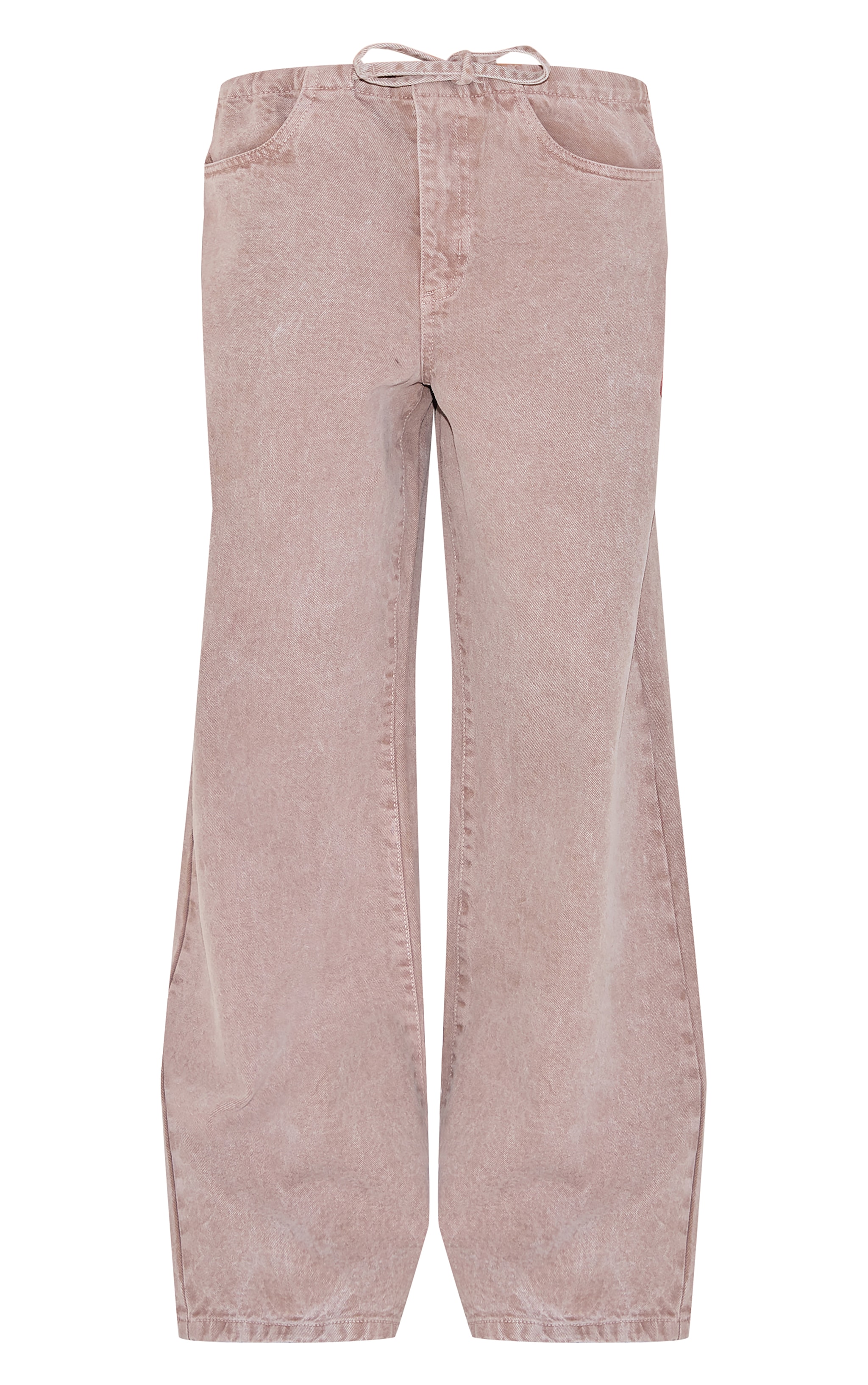 Mushroom Low Rise Tie Waistband Wide Leg Jeans image 5