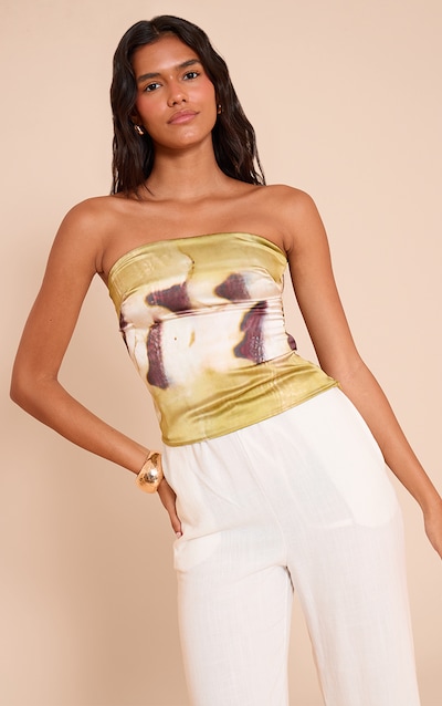 Lime Shell Print Bandeau Top