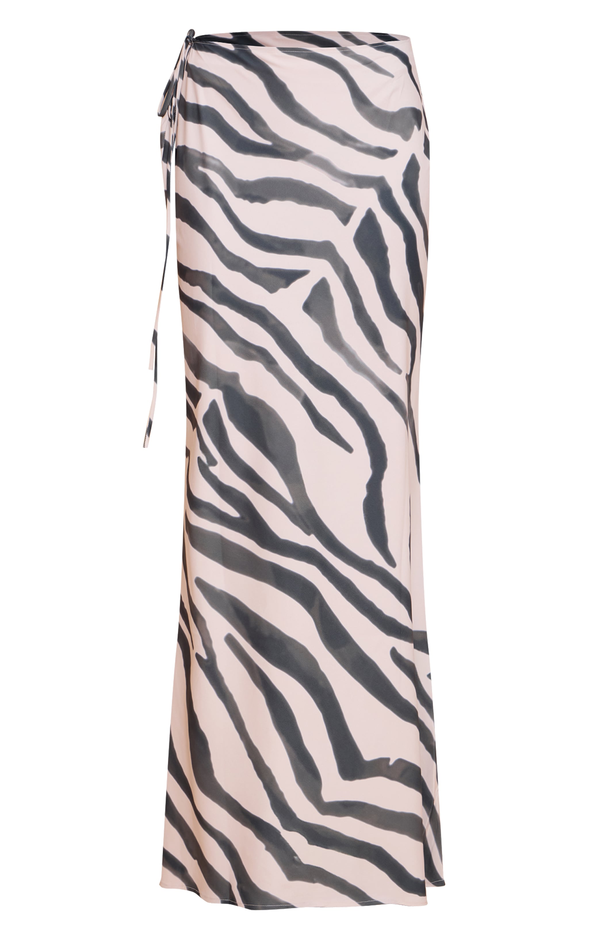Zebra Print Floaty Woven Tie Side Low Rise Maxi Skirt image 5