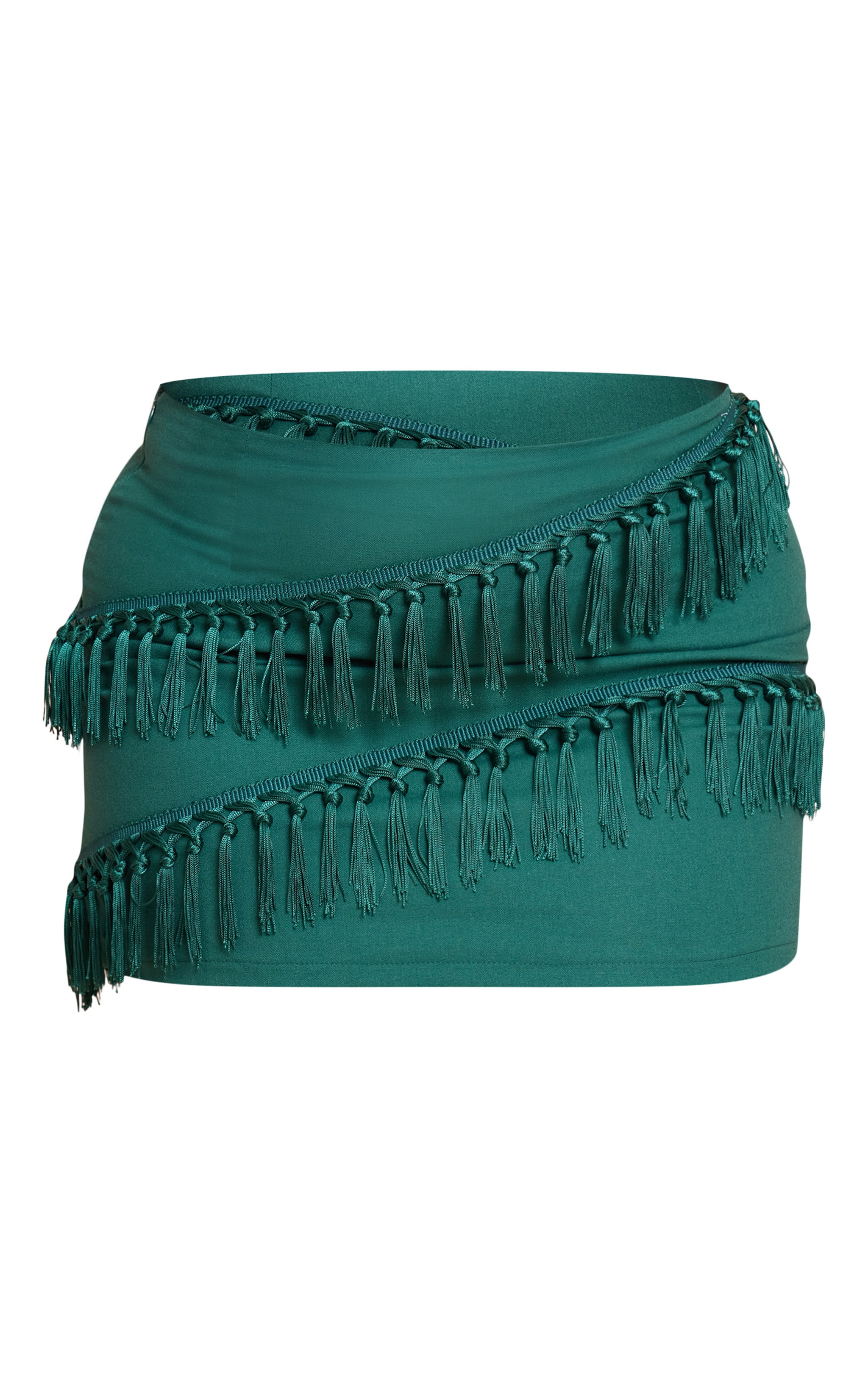 Plus Teal Linen Tassle Detail Mini Skirt image 6