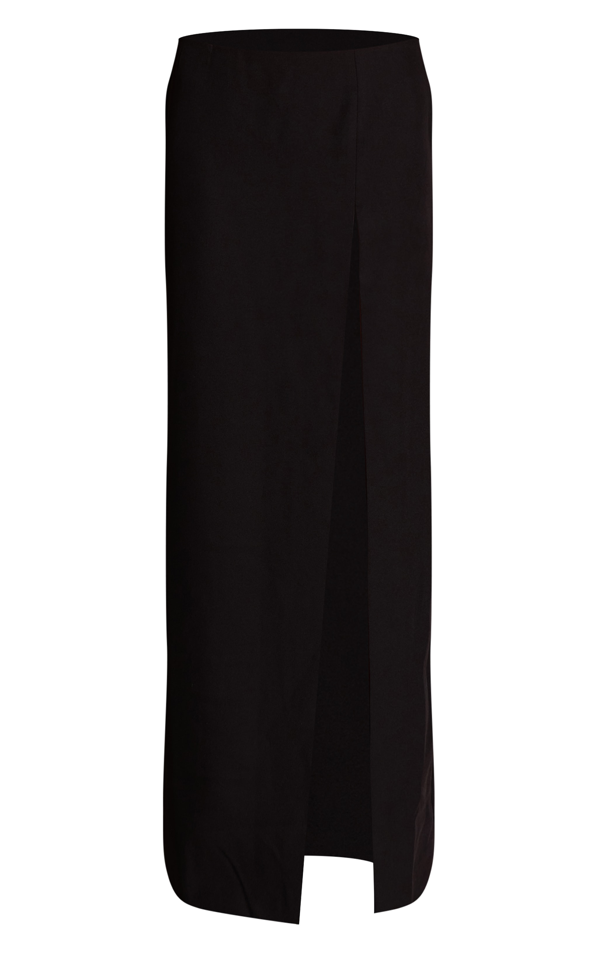 Black Woven Split Leg Maxi Skirt image 5
