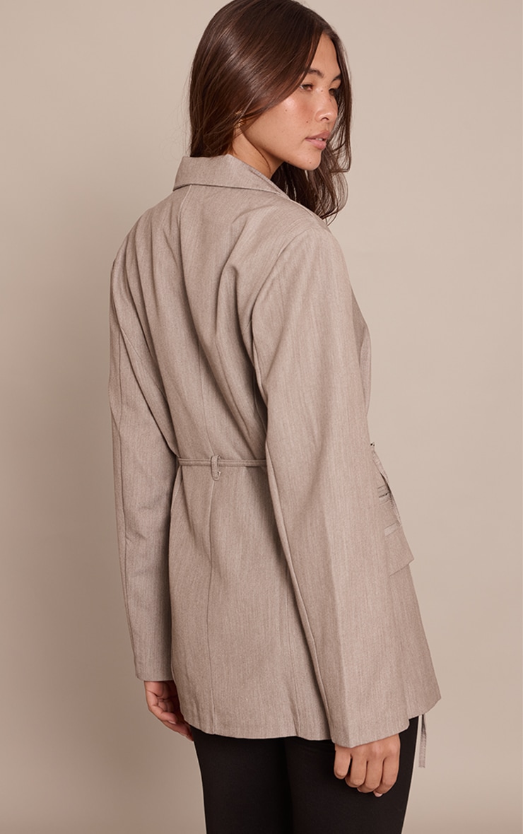 Beige Belt Detail Blazer image 2