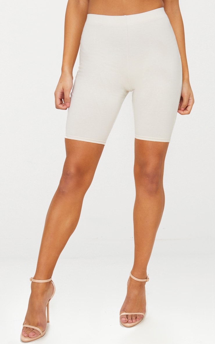 Cream Cotton Stretch Cycling Shorts PrettyLittleThing